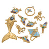 Stainless Steel Fish Octopus Shark Oil Drop Pendant Beach Jewelry Accessories Vacuum Gold Plated Electroplated