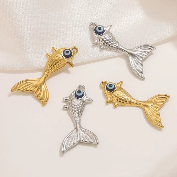 Stainless Steel Fish Octopus Shark Oil Drop Pendant Beach Jewelry Accessories Vacuum Gold Plated Electroplated