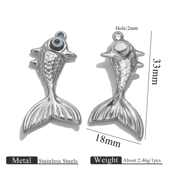 Stainless Steel Fish Octopus Shark Oil Drop Pendant Beach Jewelry Accessories Vacuum Gold Plated Electroplated