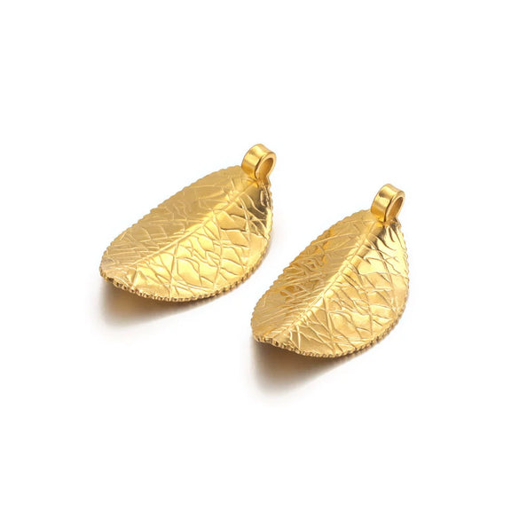 Stainless Steel Fish Pattern Leaf Earrings And Necklace Jewelry Accessories Diy Handmade With 18K Electroplating