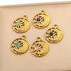 Stainless Steel Fish Pattern Natural Stone Pendant Necklace Jewelry Supplies Accessories With 18K Electroplating