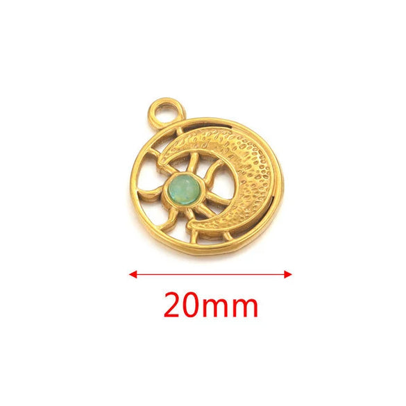 Stainless Steel Fish Pattern Natural Stone Pendant Necklace Jewelry Supplies Accessories With 18K Electroplating