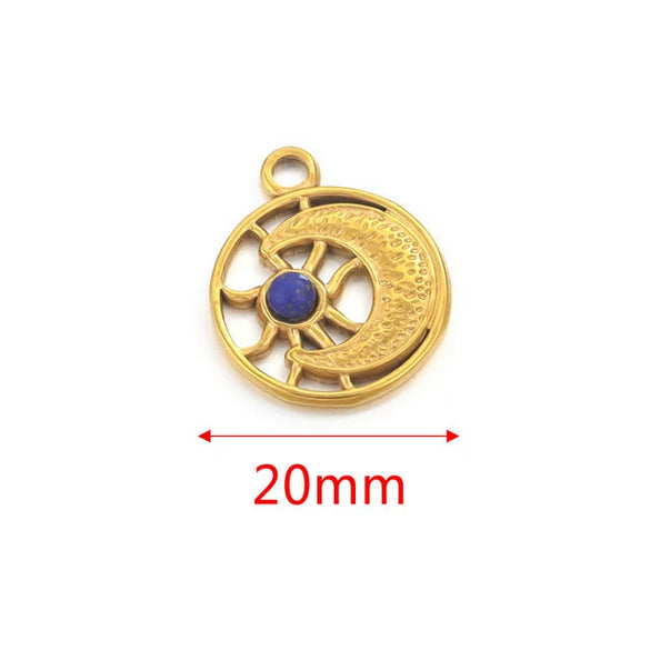 Stainless Steel Fish Pattern Natural Stone Pendant Necklace Jewelry Supplies Accessories With 18K Electroplating