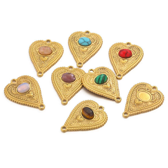 Stainless Steel Fish Pattern Retro Style Peach Heart Jewelry Accessories For Diy Bracelet And Earring Making With Electroplating