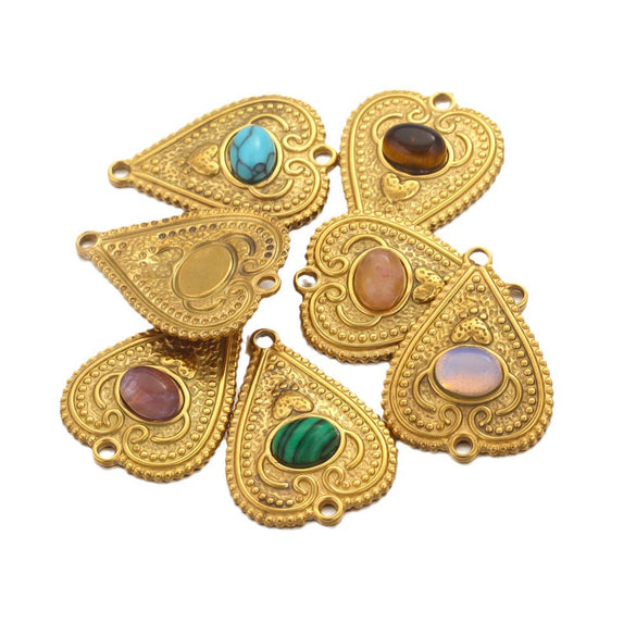 Stainless Steel Fish Pattern Retro Style Peach Heart Jewelry Accessories For Diy Bracelet And Earring Making With Electroplating