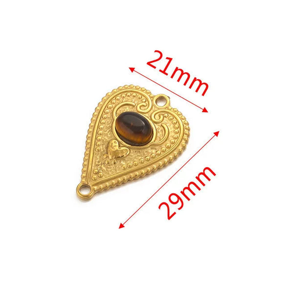 Stainless Steel Fish Pattern Retro Style Peach Heart Jewelry Accessories For Diy Bracelet And Earring Making With Electroplating