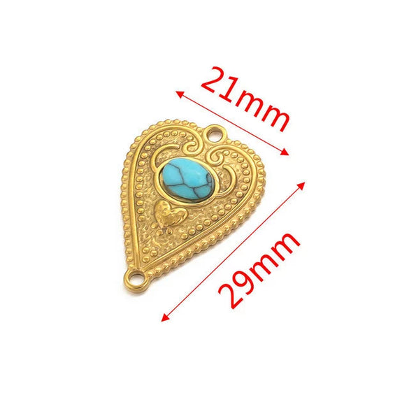 Stainless Steel Fish Pattern Retro Style Peach Heart Jewelry Accessories For Diy Bracelet And Earring Making With Electroplating