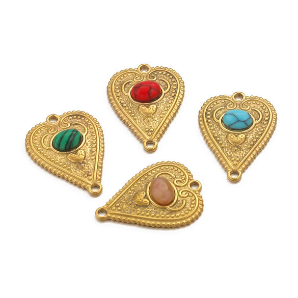 Stainless Steel Fish Pattern Retro Style Peach Heart Jewelry Accessories For Diy Bracelet And Earring Making With Electroplating