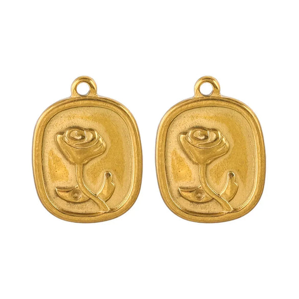 Stainless Steel Fish Pattern Rose Pendant Electroplated Diy Necklace Jewelry Accessories