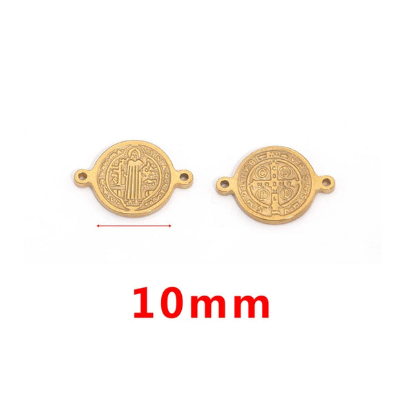 Stainless Steel Fish Pattern Round Pendant Handmade Jewelry Accessories For Diy Bracelet And Necklace