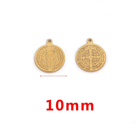 Stainless Steel Fish Pattern Round Pendant Handmade Jewelry Accessories For Diy Bracelet And Necklace