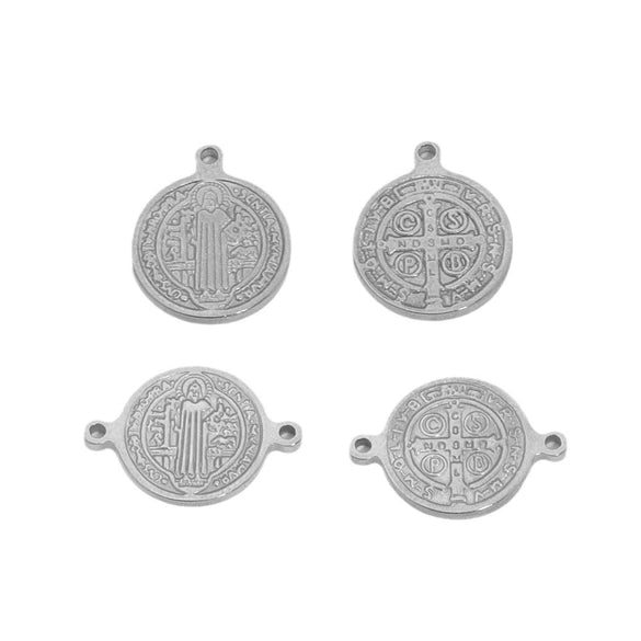 Stainless Steel Fish Pattern Round Pendant Handmade Jewelry Accessories For Diy Bracelet And Necklace