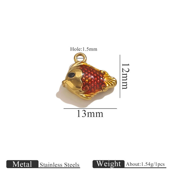 Stainless Steel Fish Pendant Jewelry With Oil Dripping Craft Handmade