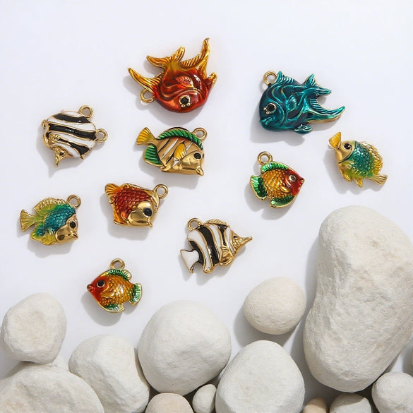Stainless Steel Fish Pendant Jewelry With Oil Dripping Craft Handmade