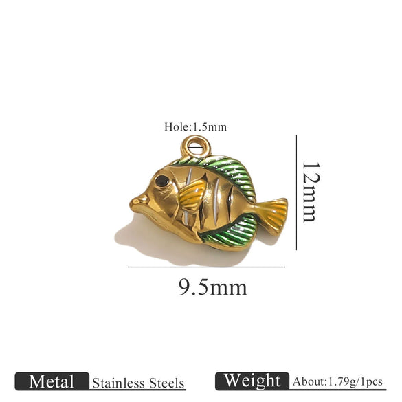 Stainless Steel Fish Pendant Jewelry With Oil Dripping Craft Handmade