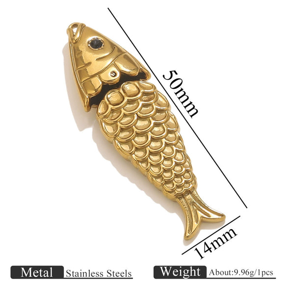 Stainless Steel Fish Shaped Koi Pendant Handmade Jewelry Accessory Material With Electroplating