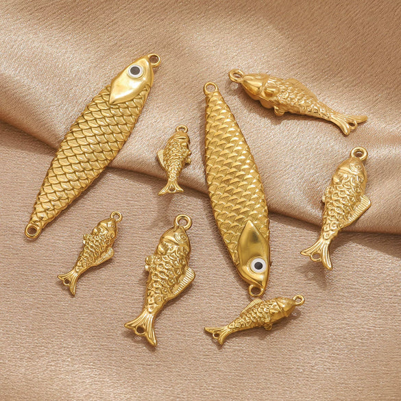 Stainless Steel Fish Shaped Koi Pendant Handmade Jewelry Accessory Material With Electroplating
