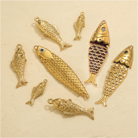 Stainless Steel Fish Shaped Koi Pendant Handmade Jewelry Accessory Material With Electroplating