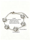 Stainless Steel Five Leaf Clover Jewelry Set For Women With Necklace Earrings Bracelet And Ring Simple Light Luxury Electroplated Design