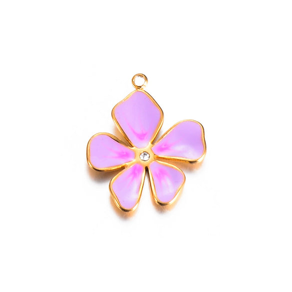 Stainless Steel Fivepetal Flower Drop Oil Jewelry Accessories Earrings Pendant Diy Handmade Material