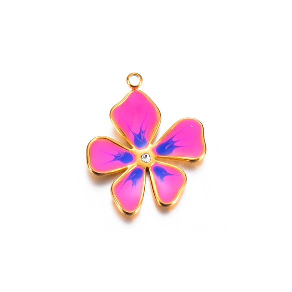 Stainless Steel Fivepetal Flower Drop Oil Jewelry Accessories Earrings Pendant Diy Handmade Material