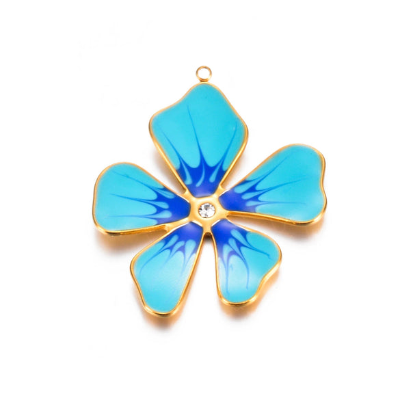 Stainless Steel Fivepetal Flower Drop Oil Jewelry Accessories Earrings Pendant Diy Handmade Material