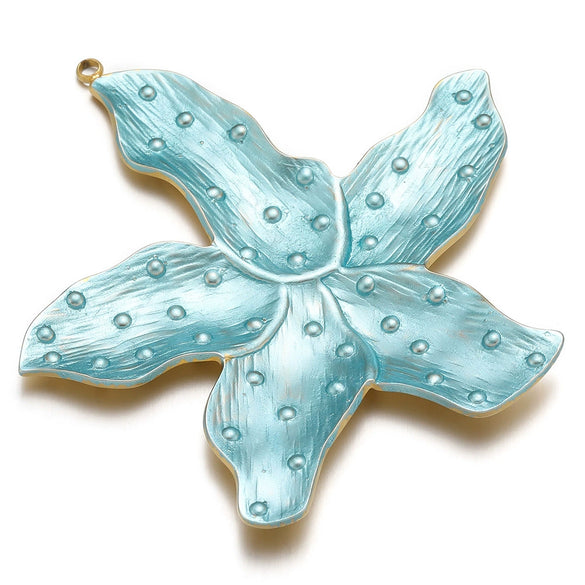 Stainless Steel Fivepetal Flower Oil Dripping Pendant Jewelry Accessories