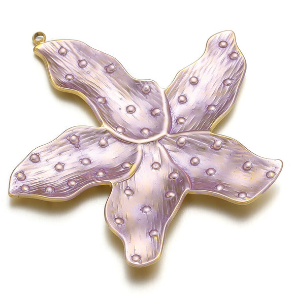 Stainless Steel Fivepetal Flower Oil Dripping Pendant Jewelry Accessories