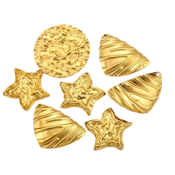 Stainless Steel Fivepointed Star And Round Shell Pendant Necklace Electroplated 18K Gold Color Diy Jewelry Accessories