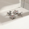 Stainless Steel Fivepointed Star Bow Earrings With Diamond Electroplating Jewelry