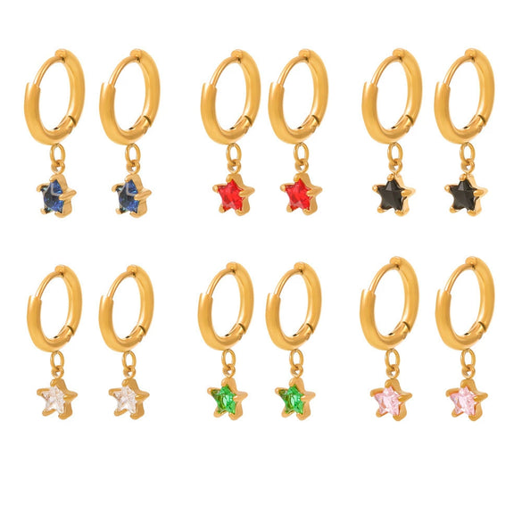 316L Stainless Steel Fivepointed Star Earrings Plated With Real Gold Niche Style