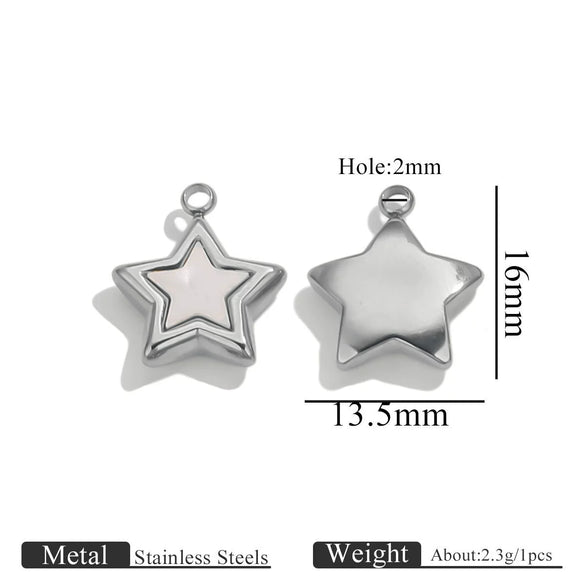Stainless Steel Fivepointed Star Fanshaped Water Drop Pendant Electroplated Ladies Necklace Accessory