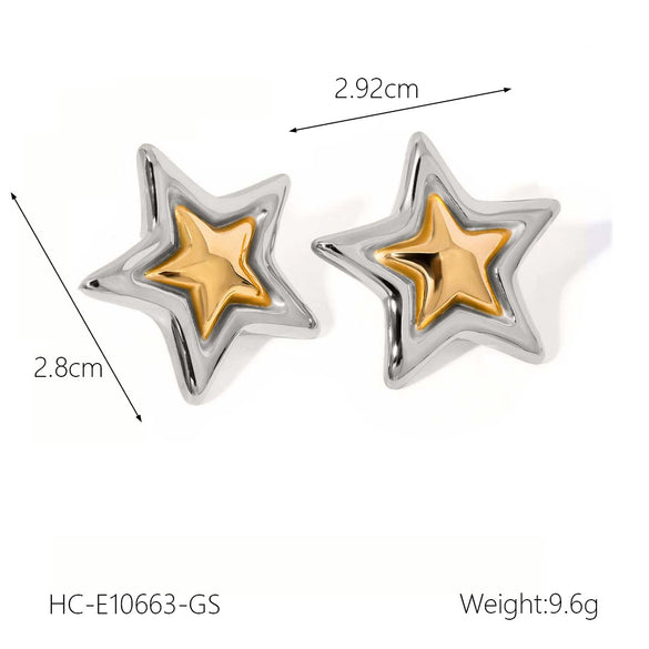 Stainless Steel Fivepointed Star Geometric Earrings Electroplated Design For Women