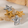 Stainless Steel Fivepointed Star Geometric Earrings Electroplated Design For Women