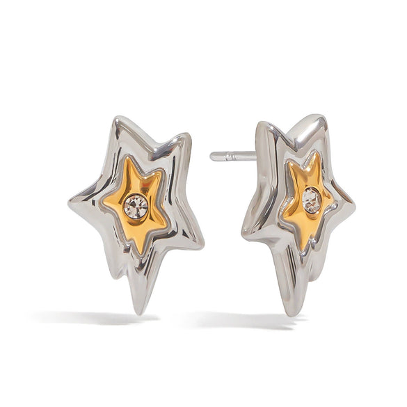 Stainless Steel Fivepointed Star Geometric Women's Earrings Electroplated