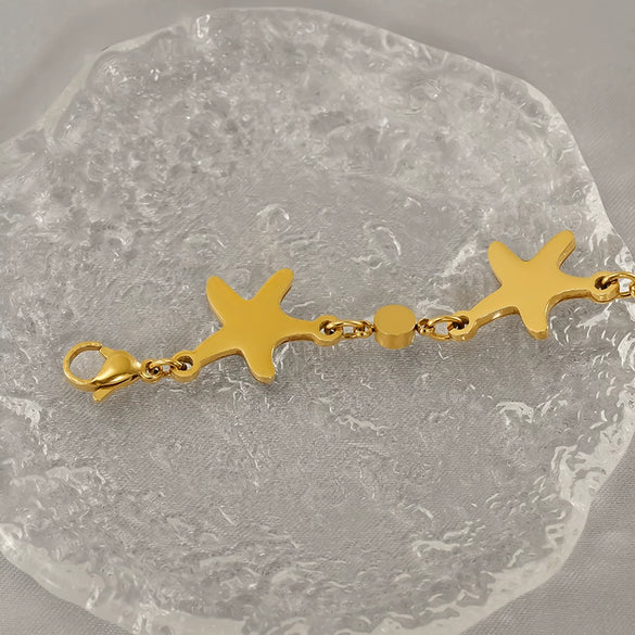 Stainless Steel Fivepointed Star Inlaid Zircon Electroplated Women's Bracelet