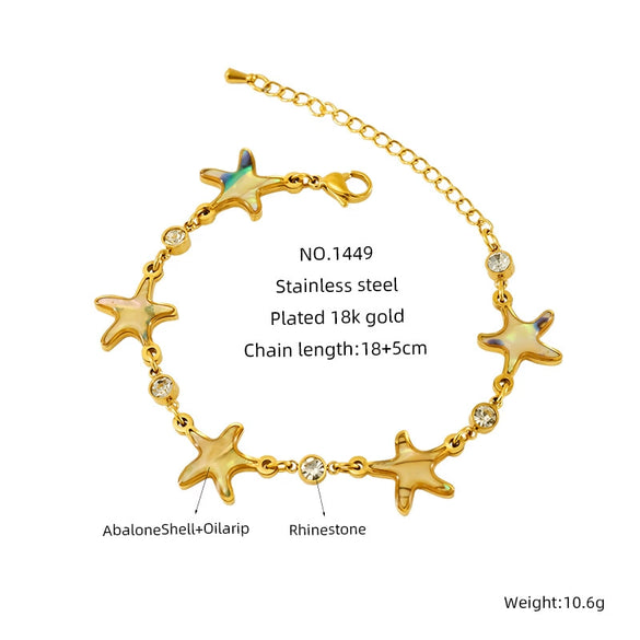 Stainless Steel Fivepointed Star Inlaid Zircon Electroplated Women's Bracelet