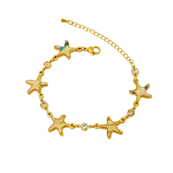 Stainless Steel Fivepointed Star Inlaid Zircon Electroplated Women's Bracelet