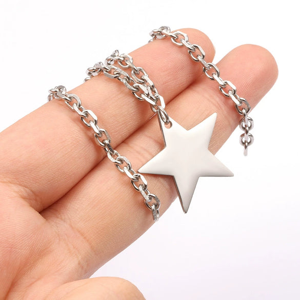 Stainless Steel Fivepointed Star Polished Pendant Jewelry
