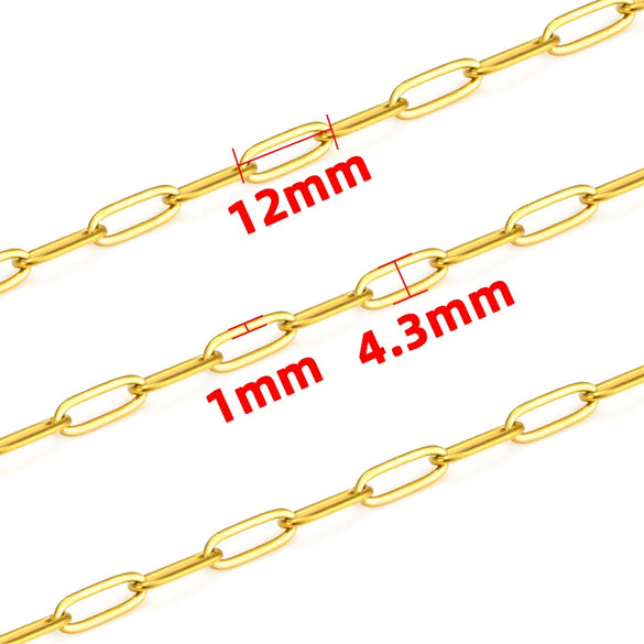 Stainless Steel Flat Cross Chain Vacuum Gold Plated Jewelry Chain For Diy