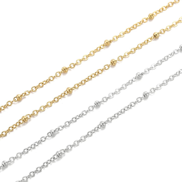 Stainless Steel Flat Cross Clip Bead Chain Electroplated Diy Jewelry Making Material Pendant Necklace