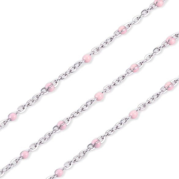 Stainless Steel Flat Cross Epoxy Chain Oil Dripping Nonfading Necklace Bracelet With Electrolytic Brightening And Oval Pattern Diy