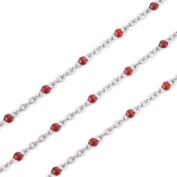 Stainless Steel Flat Cross Epoxy Chain Oil Dripping Nonfading Necklace Bracelet With Electrolytic Brightening And Oval Pattern Diy