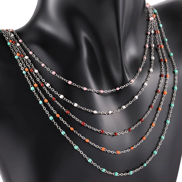 Stainless Steel Flat Cross Epoxy Chain Oil Dripping Nonfading Necklace Bracelet With Electrolytic Brightening And Oval Pattern Diy