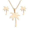 Stainless Steel Floral Leaf Necklace And Earrings Jewelry Set With Ochain Design And Electroplated Finish Wholesale