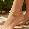 Stainless Steel Floral Zircon Anklet With Copper Pendant Simple Unisex Fashion Jewelry With A Colorfast Finish
