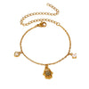 Stainless Steel Floral Zircon Anklet With Copper Pendant Simple Unisex Fashion Jewelry With A Colorfast Finish