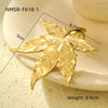 Stainless Steel Flower And Leaf Ring Electroplated Light Luxury Style For Women
