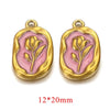 Stainless Steel Flower Badge Pendant Earrings Necklace With Dripping Oil Design Handmade