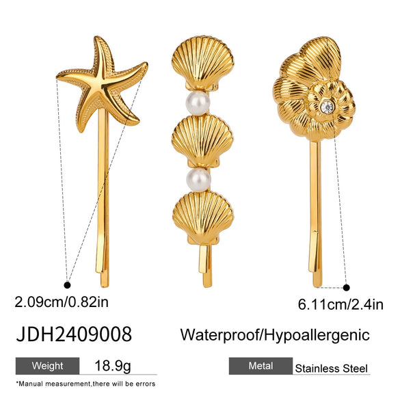 Stainless Steel Flower Bead Onepiece Hairpin Headwear For Women Electroplated Style